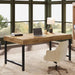 55" Industrial Executive Desk for Home Office, Rustic Simple Computer Laptop Desk with Strong Metal Legs, Study Writing Table Business Workstation, Small Conference Table