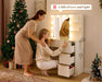 36Inch ElegantFluted White Vanity Desk With LEDMirror