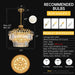 15-Light Modern Luxury Gold round Crystal Chandeliers for Dining Room 24"
