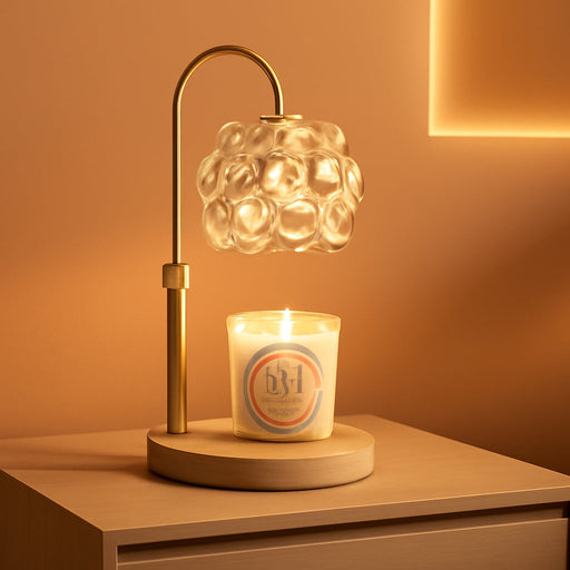Candle Warmer Lamp with Timer Adjustable - Height Candle Warmer, Dimmer, Vintage Glass Wax Melting Lamps for Home Decor, for Candles in Jars with 2 Bulbs