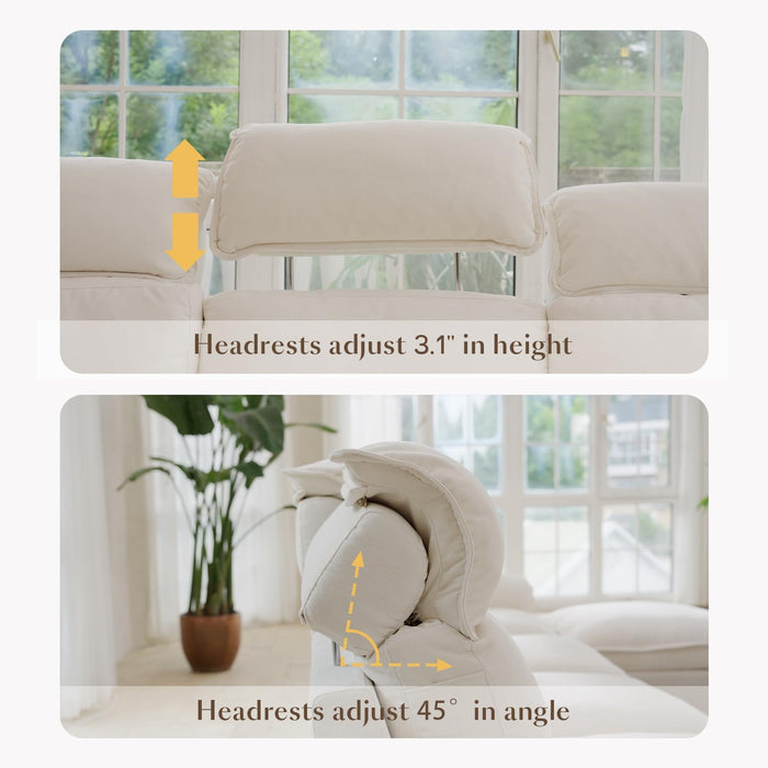 Modular Sectional Sofa, 3 Seater Reclining Sofa Recliner Couch for Living Room, off White