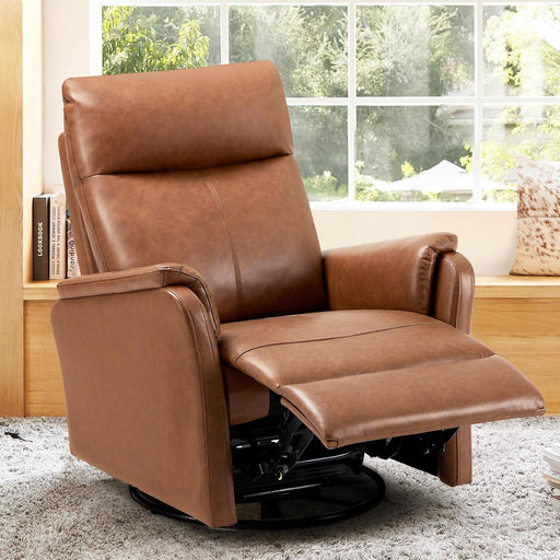 Swivel Rocking Recliner with Footrest and Leather