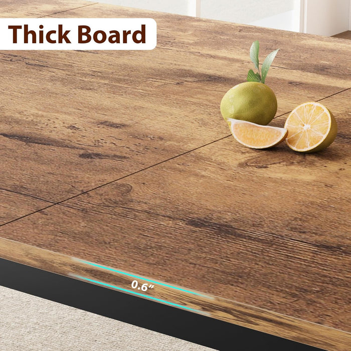 Industrial Dining Table for 6-8 People, 78.7 Inch Long Kitchen Table with Sturdy Metal Frame & Rustic Brown Finish - Seats 6 Rectangular Counter for Dinner, Easy to Install(Only Table)