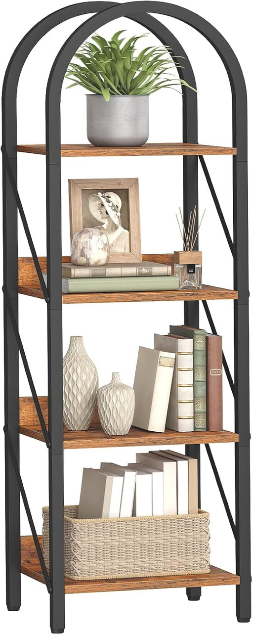 Small 4Tier Arched Bookshelf Industrial Metal Frame