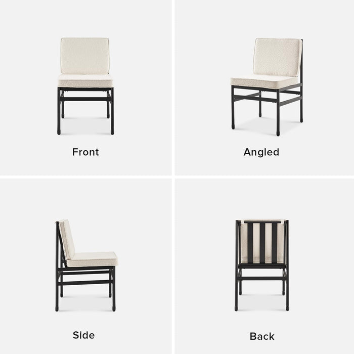 Odelia Dining Chairs, Kitchen Chairs, Dining Room Chairs, Black Dining Chairs, Sturdy Bifma-Certified Rust-Free Metal Frame and Removable Cushion Covers (2, Pearl White Boucle, One Size)