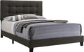 Home Furnishings - Mapes - Wood - Upholstered Panel Bed with Tufted Headboard, Low Frame and Transitional Style - Bedroom - Queen Size - Charcoal - 305746Q