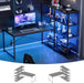 L Shaped Computer Desk with Reversible Side Storage Shelves, 49 Inch Gaming Desk with Power Outlets and Led Lights, PC Table for Home Office and Bedroom Black