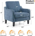 Navy Blue Chenille Mid Century Upholstered Armchair