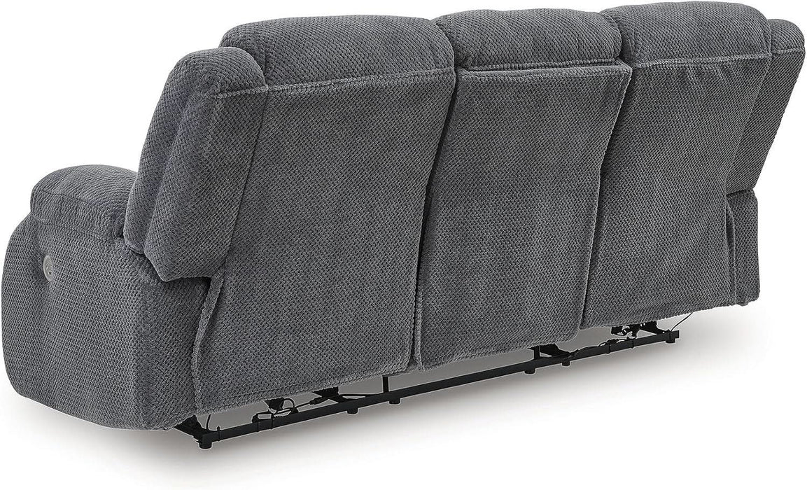 Free Wake Modern Dual-Sided Power Reclining Sofa with Drop down Table, USB Charging Port and 2 Cup Holders, Gray