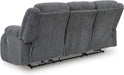 Free Wake Modern Dual-Sided Power Reclining Sofa with Drop down Table, USB Charging Port and 2 Cup Holders, Gray