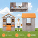 Wooden Kids Playhouse With Brown Weatherproof Kitchen