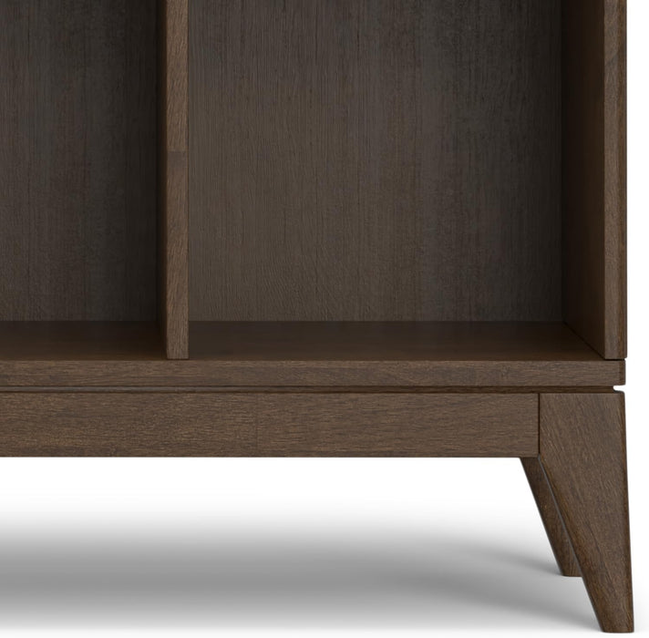 Harper 52" Tall Solid Wood 9-Cube Bookcase in Walnut Brown | Mid-Century Modern Cube Organizer with Angled Frame and Tapered Legs for Living Room or Office; Bookshelf, Shelving Unit.