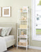 White Freestanding Industrial Ladder Shelf With Hooks
