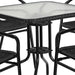 5-Piece 28" Square Indoor/Outdoor Patio Table and Chairs Set, Dining Set with Glass Metal Bistro Table, 4 Stack Rattan Chairs, Black