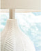 Signature Design by Ashley Rainermen Casual Ceramic Table Lamp, Transparent White Glaze Finish, Drum Hardback Fabric Shade, 11" W X 11" D X 21" H, off White