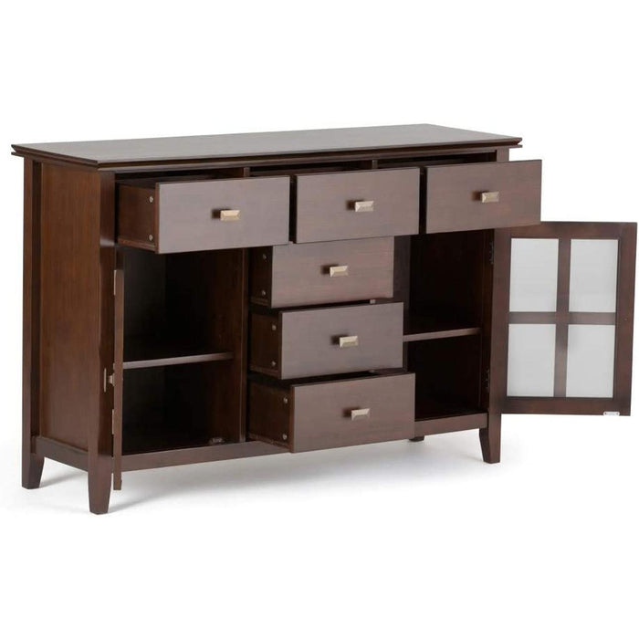 Contemporary Russet Brown Pine Wood Sideboard Buffet