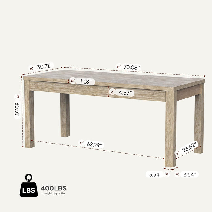 Farmhouse Dining Table for 6, Rectangle Dining Table, Kitchen Table Oak