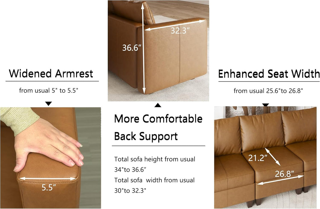 Brown Durable Modular Sectional Sofa With HiddenStorage