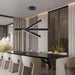Black 3-Light Solid Wood Linear Pendant Chandelier