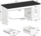 Office Desk with 3 Drawers, 55" Executive Computer Desk with Storage Drawers, Farmhouse Desk with Power Outlet for Home Office, White