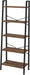 Ladder Shelf, Bookshelf, Freestanding Corner Storage Shelf | Bookcase with 2 Hooks for Office, Living Room, Kitchen, Bedroom, Industrial, 11.8"D X 23.6"W X 63"H, Rustic Brown BC19301B