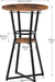 round Bar Table, 2-Tier Counter Height Pub Table with Wine Glass Holder, Industrial Cocktail Table, for Small Space, Tavern, Living Room, Dining Room, Patio, Rustic Brown and Black BF62BT01G1