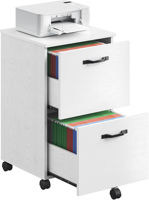 2-Drawer File Cabinet, Filing Cabinet for Home Office, Small Rolling File Cabinet, Printer Stand, for A4, Letter-Size Files, Hanging File Folders, Industrial, White UOFC040W46