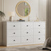 PureWhite Nine Drawer Dresser 59 Inches StorageBin