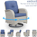 Patio Wicker Chairs Swivel Rocker - Outdoor Swivel Rocking Chairs Set of 2 with Rattan Side Table,3 Piece Patio Swivel Glider Chair Furniture Sets for Patio Porch Pool Light Beige/Blue