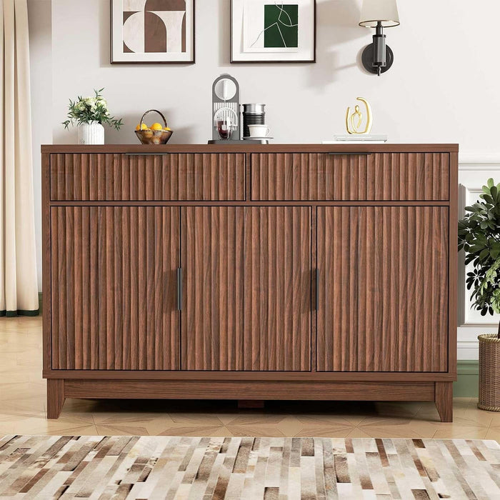 47.2" Modern Fluted Sideboard Buffet Cabinet with Storage, Walnut