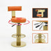 Counter Height Bar Stools with Back, Modern Adjustable Height Barstools Swivel Bar Chair with Polished Gold Stainless Steel Legs for Kitchen Island Counter Living Room Coffee Shop (Orange)