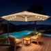 10FT Solar Offset Patio Umbrella with Base Included, 5-Year Fade-Resistant Canopy, 45° Easy Tilt Crank, 30MPH Wind-Resistant, Cantilever Hanging Umbrellas for Pool, Deck, Patio (Beige)