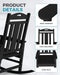 Oversized Outdoor Rocking Chair, 380Lbs Heavy-Duty Large Patio Rocker, Weather Resistant & Anti-Fade Porch Chair, High Back Cozy Rocking Chair for Outside, Fire Pit, Deck, Garden, Black