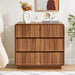 Walnut Fluted 3 Drawer Dresser With StorageCapacity