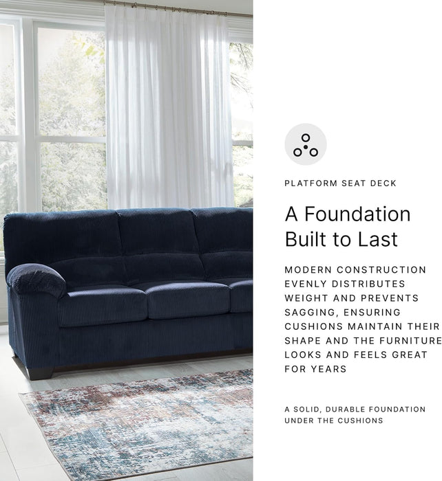 Blue Corduroy Contemporary Sofa For Comfortable Living