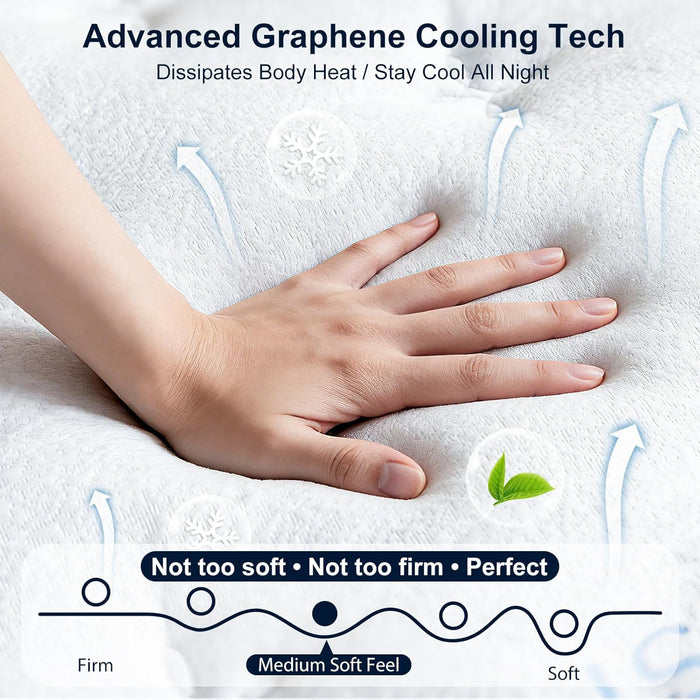 14 Inch Queen Mattress, Upgraded 7-Zone Support Hybrid Queen Size Mattress in a Box with Cooling Gel Memory Foam & Pocket Coils for Back Pain Relief, 365-Night Trial, Motion Isolation, Medium Firm