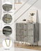 Grey Dresser for Bedroom, Modern Fluted 3 Drawer Dresser with Storage, Dresser Chest of Drawers with Gold Handles for Bedroom, Living Room, Closet, Hallway, 15.8" D X 23.6" W X 27.6" H