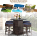 5-Piece Outdoor Bar Set, Wicker Rattan Bar Height Patio Set W/4 Cushion Bar Stools & Table with Hidden Storage, 5PCS Outdoor High Top Table and Chairs Set for Backyard Poolside (Navy Blue)