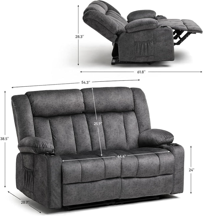 Recliner Sofa Set with Manual Recliners,Living Room Furniture Set with Reclining Couch,Loveseat and Armchair,Breathable Fabric Upholstery,Thick Cushions and Ergonomic Design,Dark Gray (2+1)