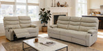 Reclining Couch Sofa Set Leather Recliner Couch Sofa and Loveseat Sets for Living Room, RV, Theater Seating(3 Seat Sofa+Loveseat,Beige)