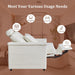 Oversized Modular Sectional Sofa with 2 Power Reclining, Electric Recliner Couch with Storage Console and Adjustable Headrest, Faux Leather 5 Seat Corner Sofa for Living Room-Cream White