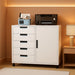 White Five-Drawer Movable Storage Cabinet For Home