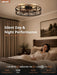 26" Flush Mount Caged Ceiling Fan with Light and Remote, Black Gold