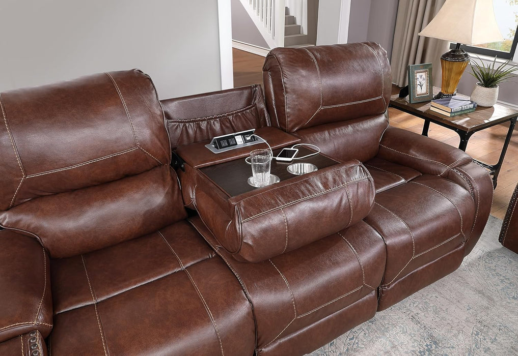 Brown Glider Recliner Loveseat with USB