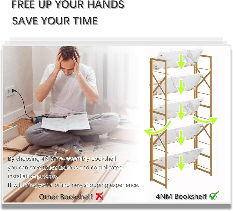 Five Tier Bookshelf White Gold UltraFinish Coatings