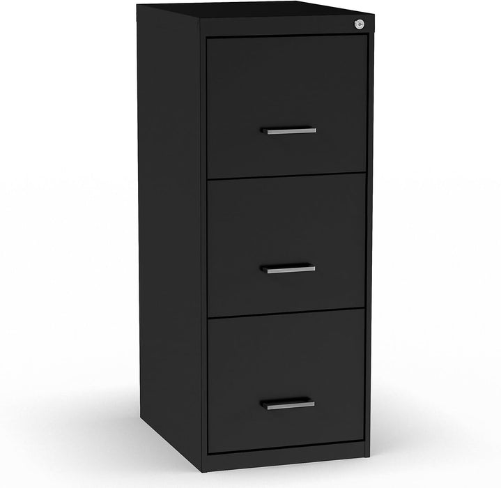 Vertical File Cabinet, 3-Drawer, Letter/Legal, Locking, Black