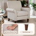 Upholstered Living Room Chair - Large Comfy Fabric Accent Chair Single Sofa with Cushion, Rolled Armrest & Nailhead Trim, Mid Century Farmhouse Armchair for Bedroom, Office, Beige