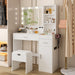 Vanity Desk with Mirror and Lights, 39.2"W X 15.5"D X 57.1"H White Makeup Vanity with Charging Station, Dressing Table with Storage Chair Set, 3 Lighting Modes Adjustable Brightness for Bedroom