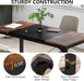 63 Inch Executive Desk TwoToneBrownBlack HeavyDuty Frame