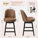 Swivel Counter Height Bar Stools Set of 4, Tall Faux Leather Barstools, Modern Bar Chairs with Solid Back and Wood Legs for Kitchen Island，Brown